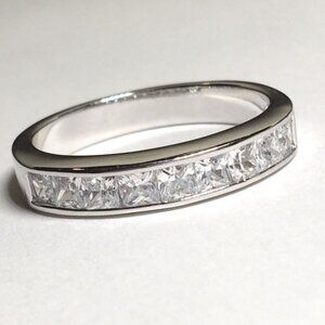 Anniversary Ring Size 12 Band Channel Cubic Zirconia Silver Plated Mens Womens
